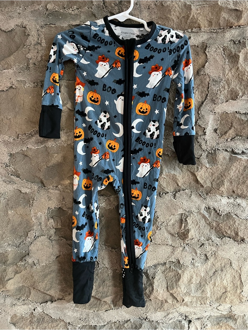 EUC size 6-12 months Angel Dear Halloween GLOW IN THE DARK  Footed Pajama